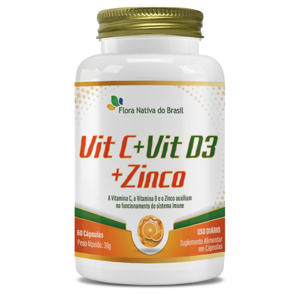 Vitamina C com Vitamina D3 e Zinco 60 cápsulas Flora Nativa