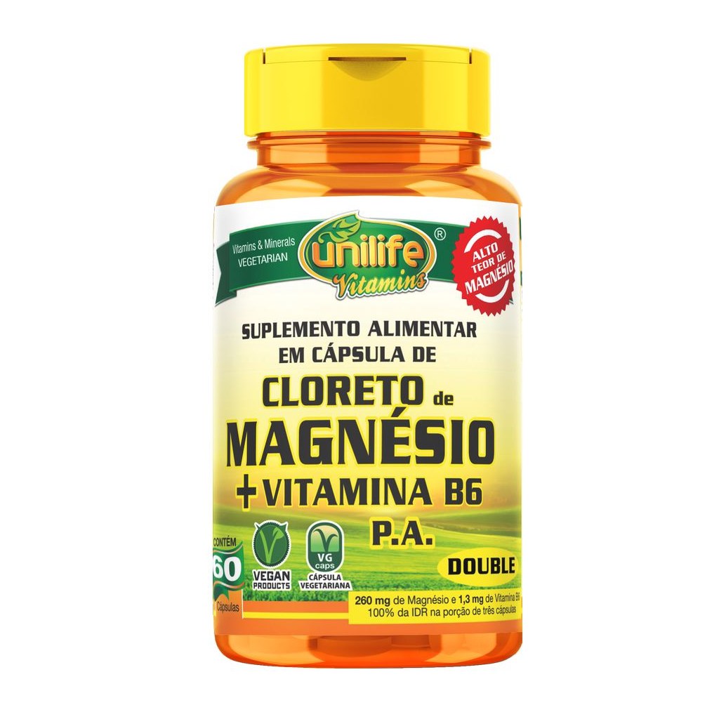 Cloreto de Magnesio PA com Vitamina B6 810mg 60 cápsulas Unilife