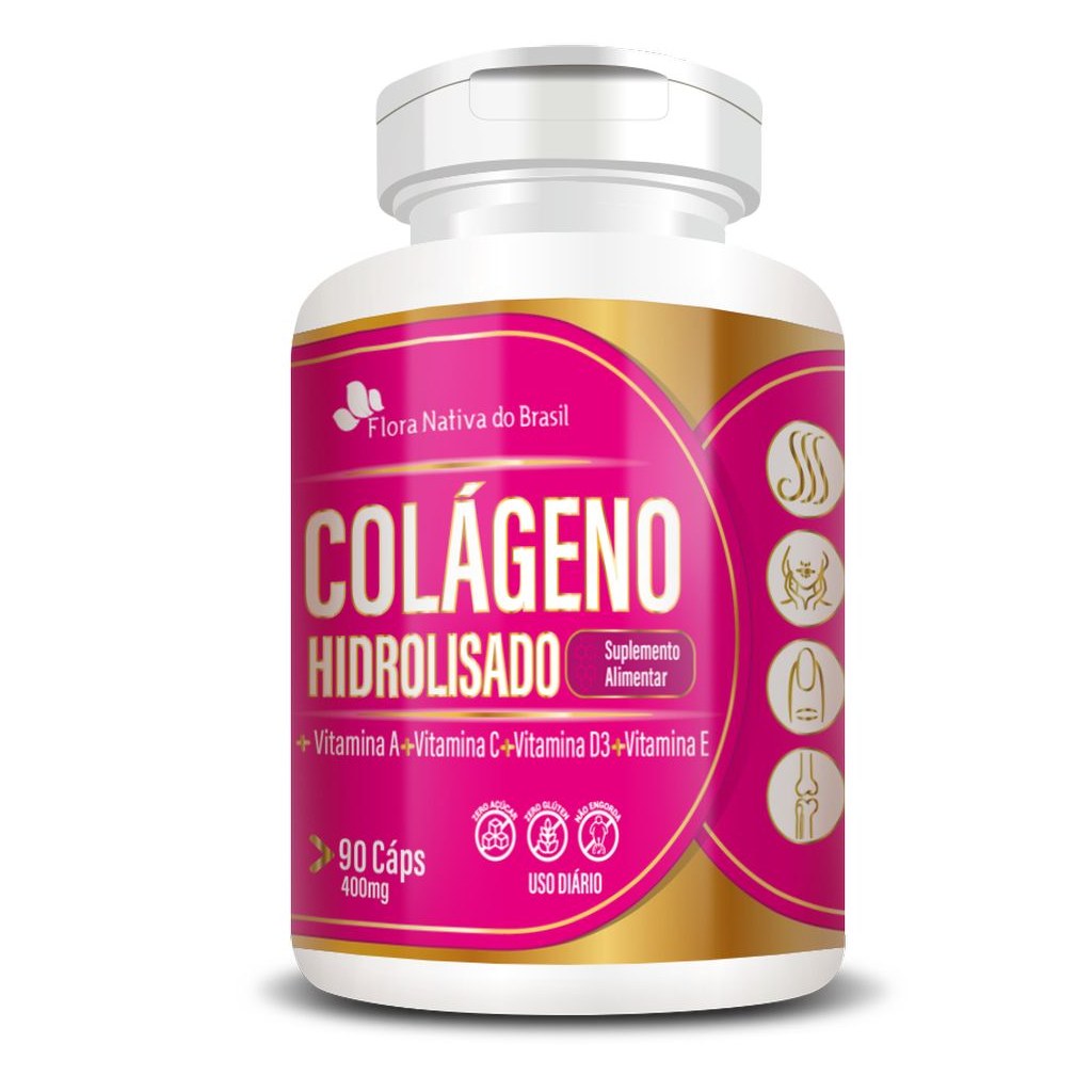 Colageno Hidrolisado com Vitaminas 400mg 90 cápsulas Flora Nativa