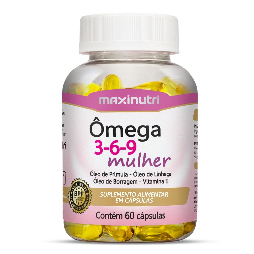 Omega Mulher 3-6-9 (Linhaça/Prímula/Borragem/Vit.E) 60 cápsulas Maxinutri