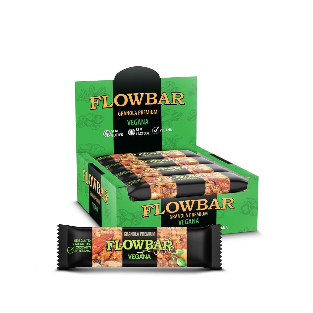 Barra de Granola Premium Vegana 12un/30g Flowbar