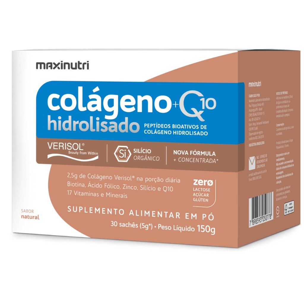 Colageno Verisol Hid Sache Natural (Com CoQ10 e Silício Orgânico) 30x5g Maxinutri