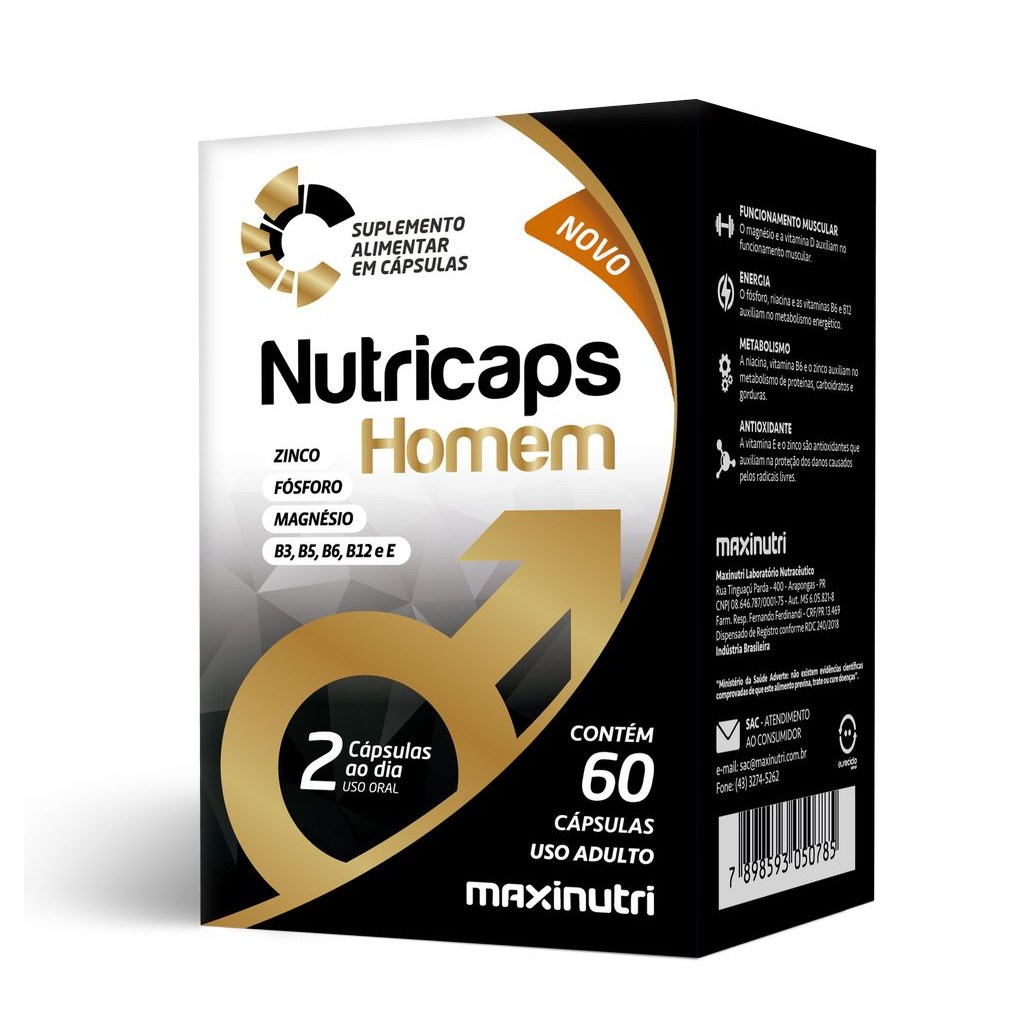 Nutricaps Homem 800mg 60 cápsulas Maxinutri