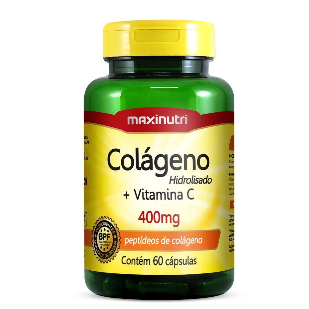 Colageno Hidrolisado com Vitamina C 400mg 60 cápsulas Maxinutri