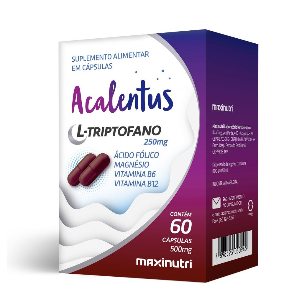 Acalentus (L-Triptofano + Assoc.) 60 cápsulas Maxinutri