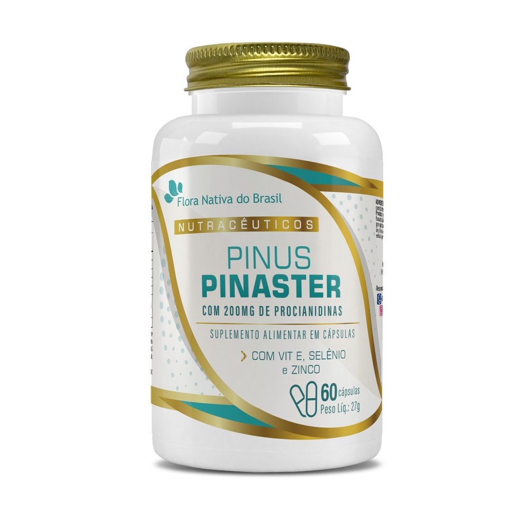 Pinus Pinaster (200mg de Procianidinas) - Com Vitamina E, Selênio e Zinco - 450mg 60 cápsulas Flora Nativa