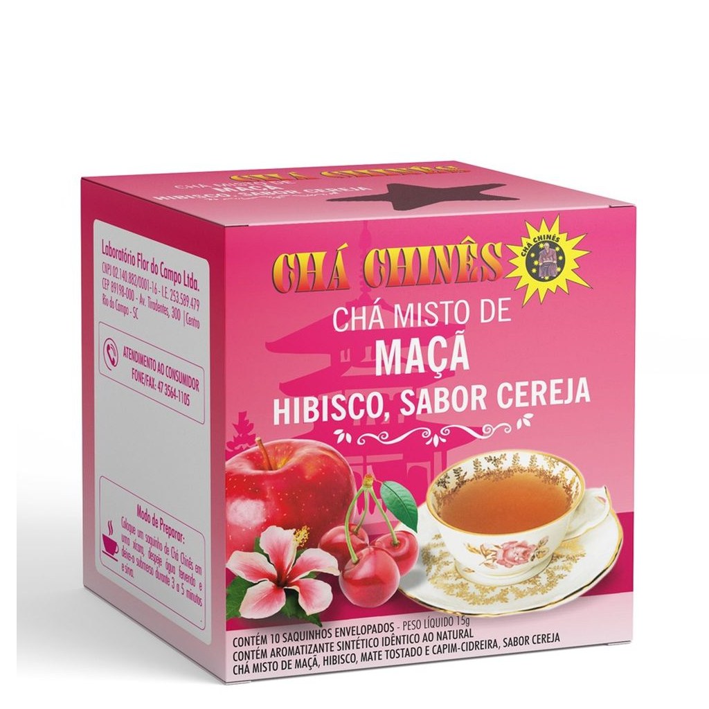 Cha Cereja, Maça e Hibisco 10g Cha Chines