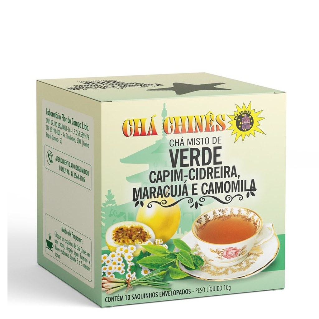 Cha Verde, Capim-Cidreira com Maracuja e Camomila 10g Cha Chines