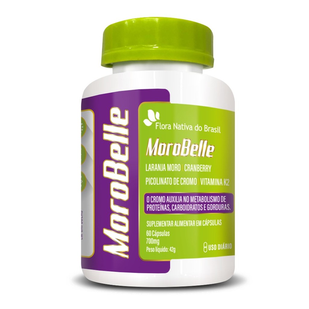 Morobelle (Com Laranja Moro, Cranberry, Quitosana e Psyllium) 700mg 60 cápsulas Flora Nativa