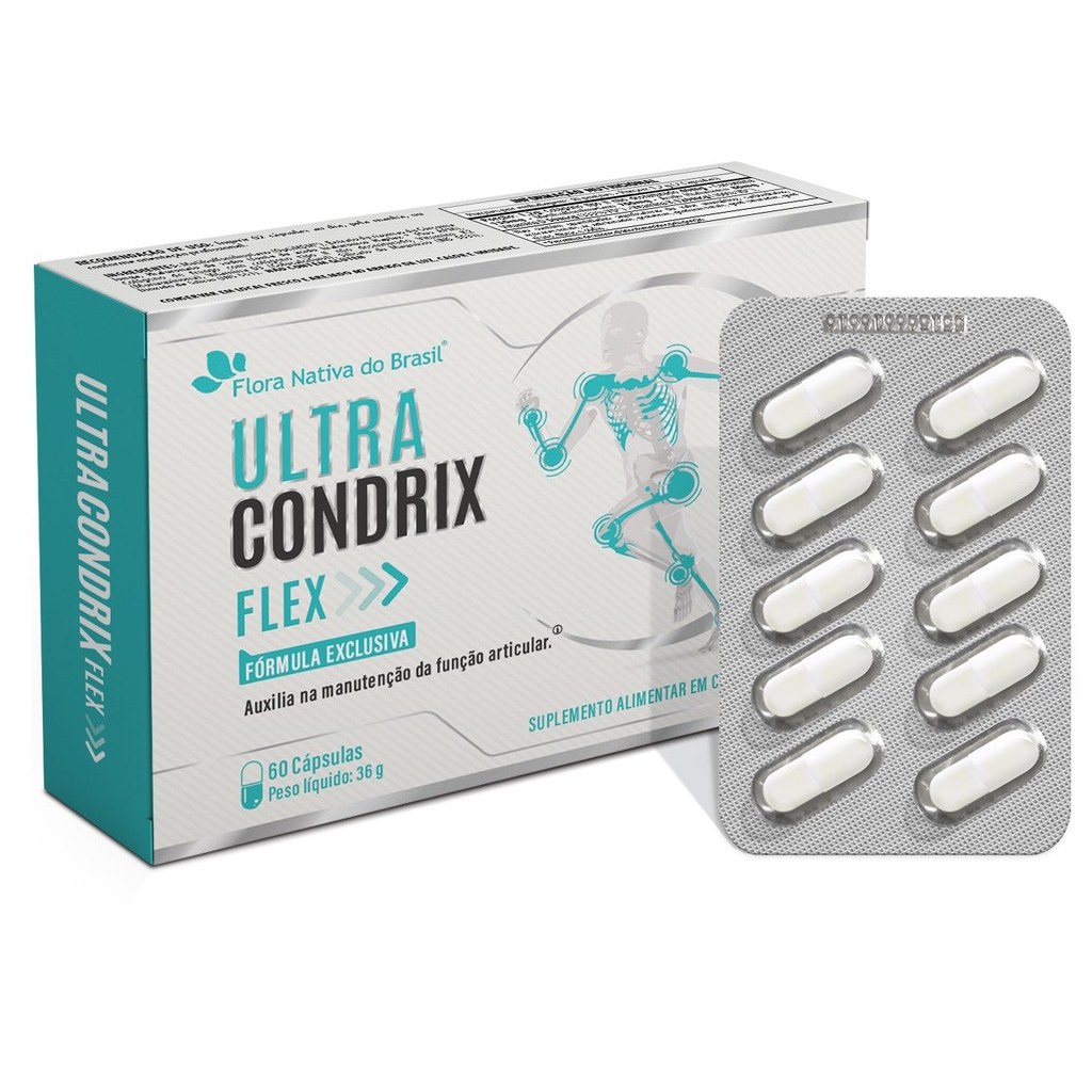 Condrix Ultra Flex - Colageno II, Curcuma e Associações - 600mg 60 cápsulas Flora Nativa