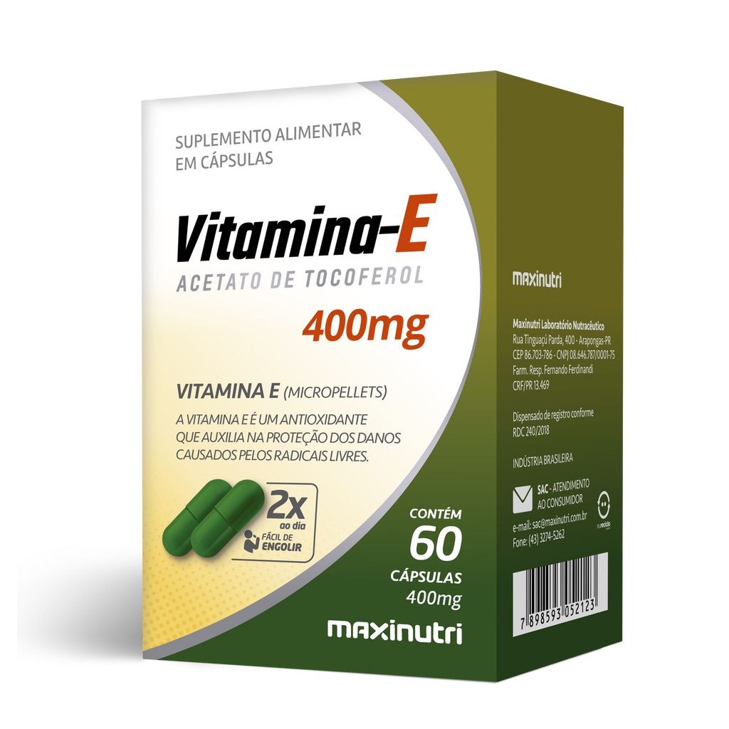 Vitamina E 400mg 60 cápsulas Maxinutri