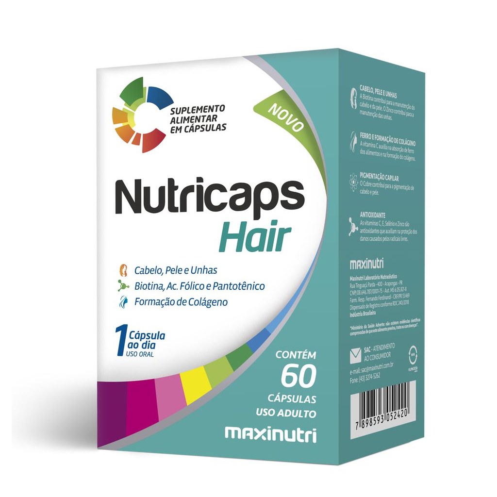 Nutricaps Hair 630mg 60 cápsulas Maxinutri