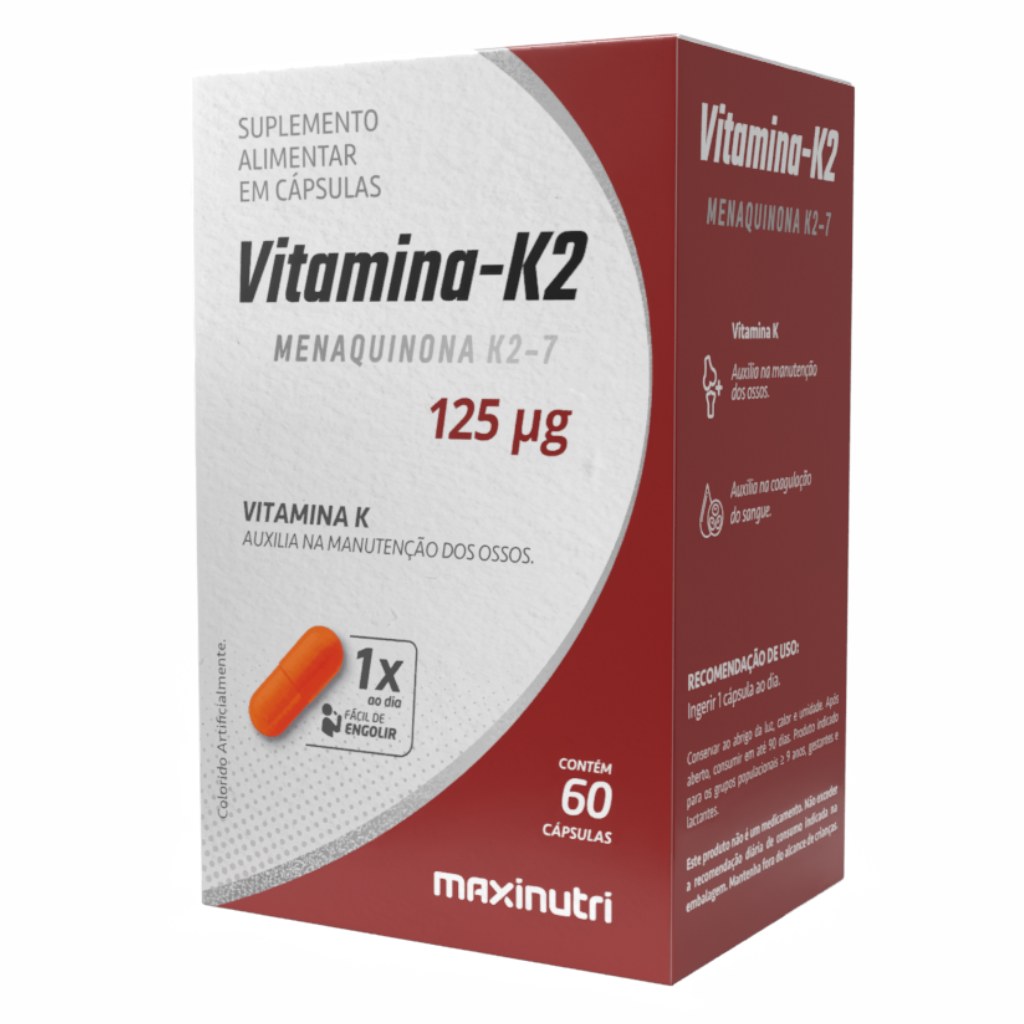 Vitamina K2 (125mcg) Menaquinona K2-7 - Mk7 60 cápsulas Maxinutri