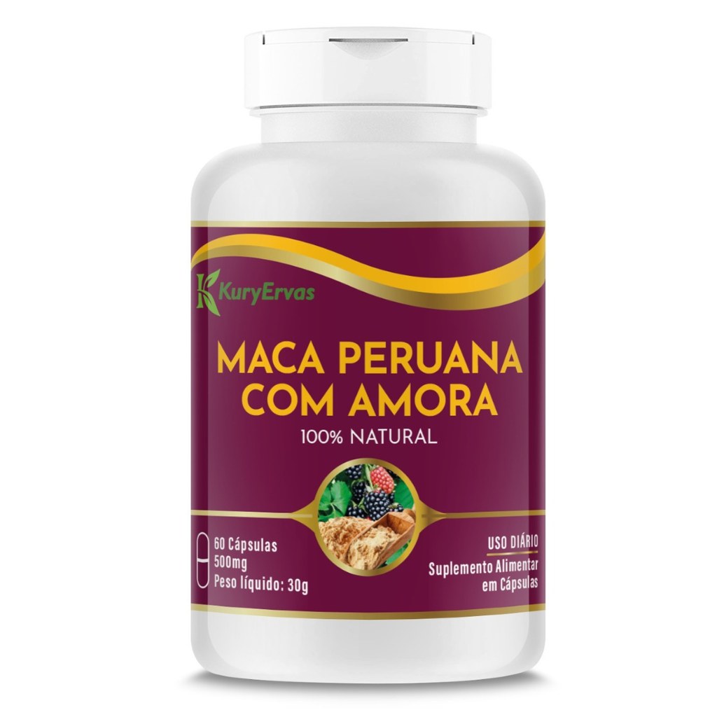 Maca Peruana com Amora Miura 500mg 60 cápsulas Kury Ervas