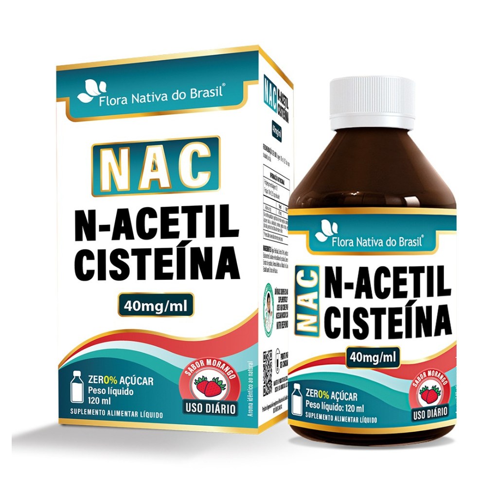 NAC - Acetilcisteina 120ml Morango Flora Nativa