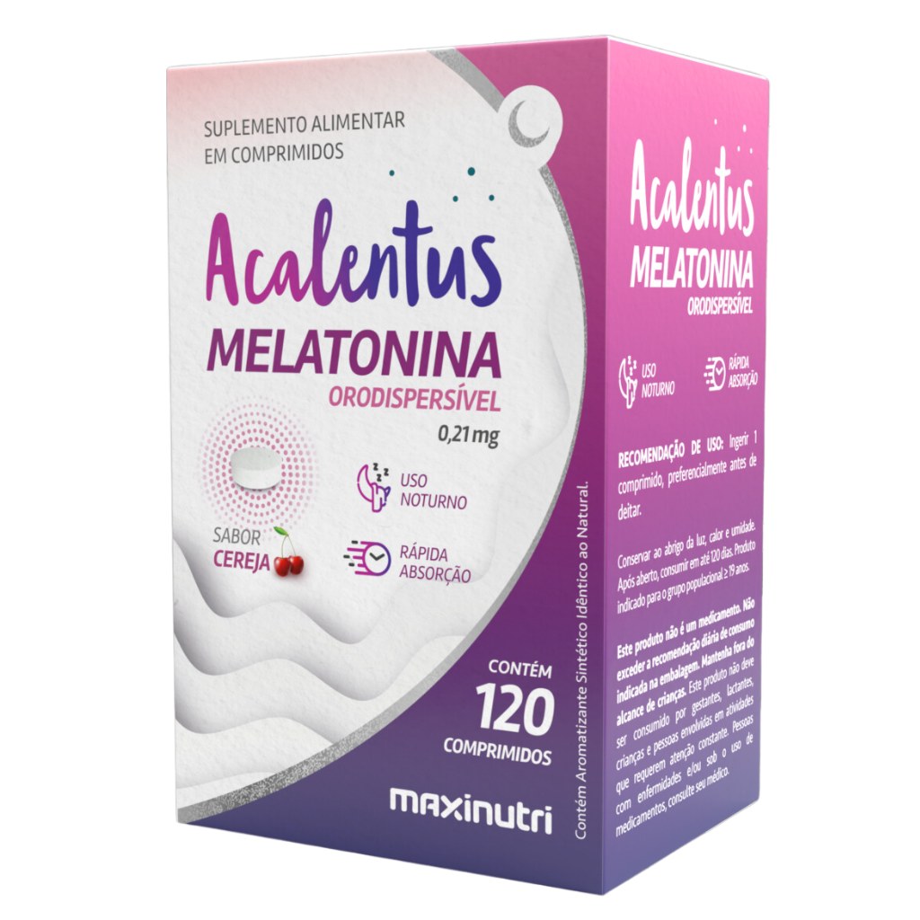 Melatonina Orodispersivel - Acalentus 500mg 120 comprimidos Maxinutri