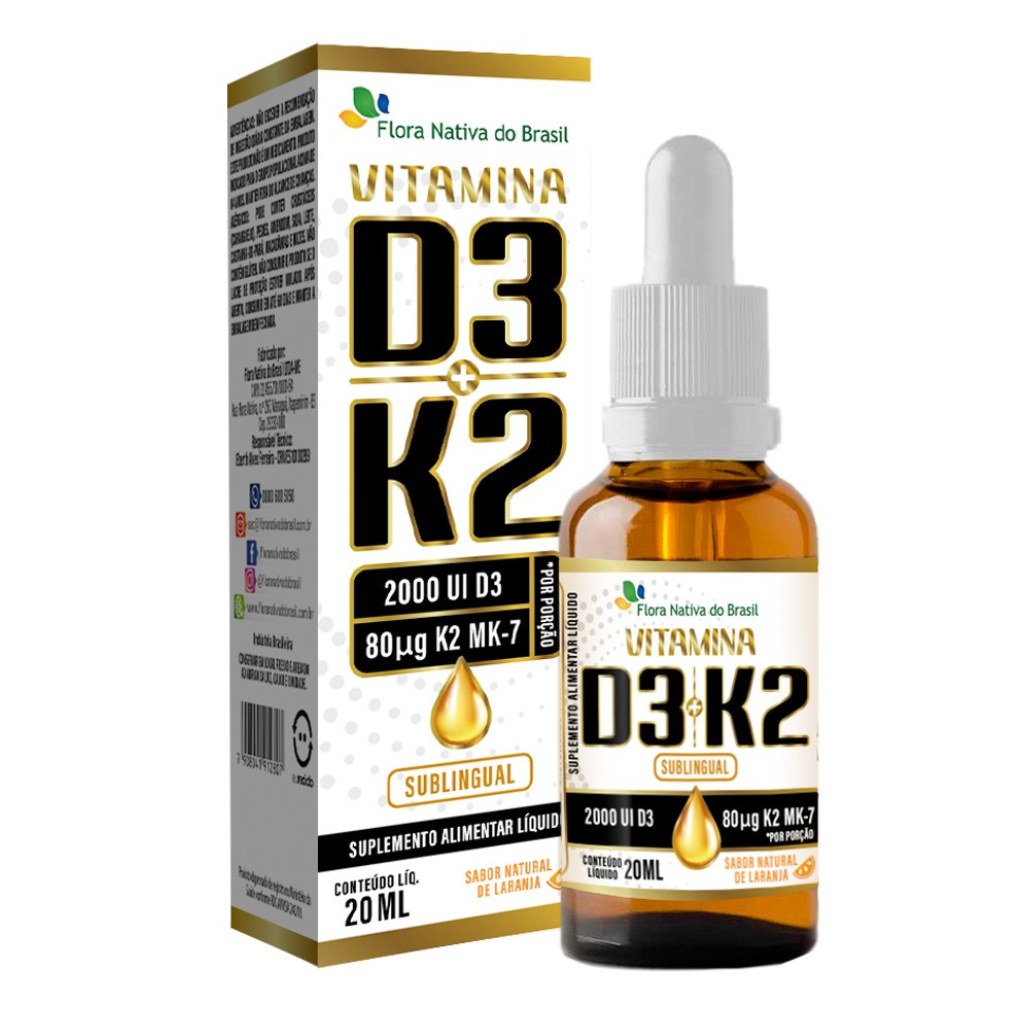 Vitamina D3 com K2 em Gotas 20ml Flora Nativa
