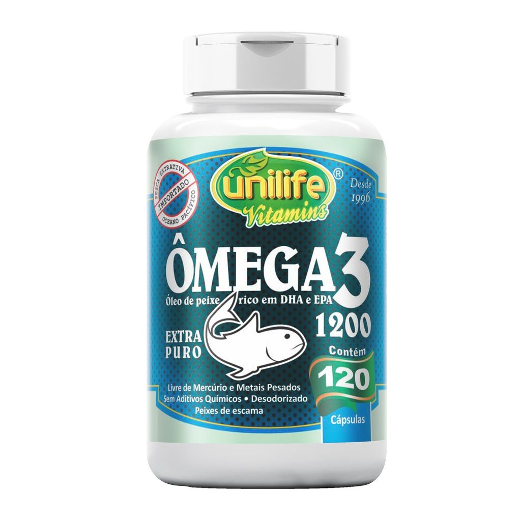 Omega 3 - Oleo de Peixe extra puro - 1200mg 120 cápsulas Unilife