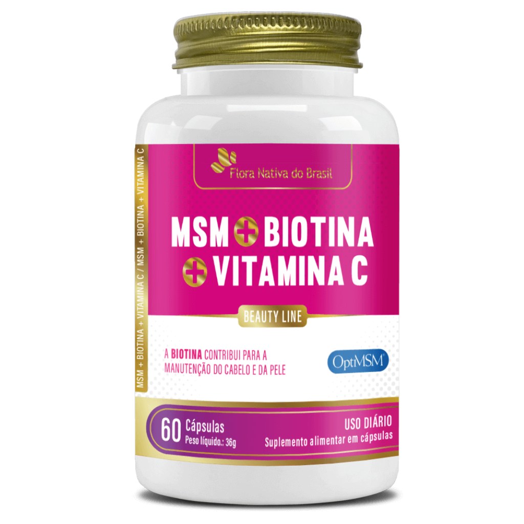 MSM Enxofre Organico com Biotina e Vitamina C 500mg 60 cápsulas Flora Nativa