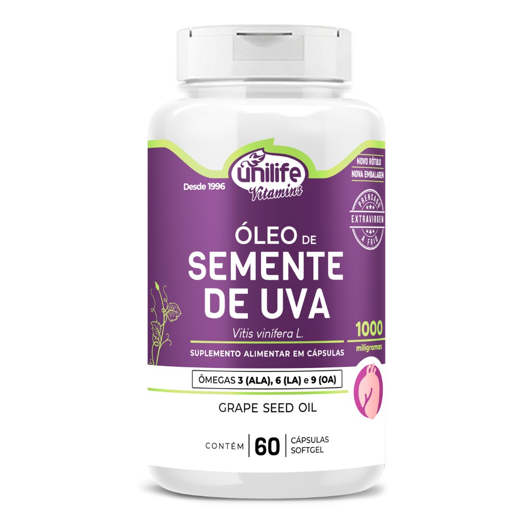 Oleo de Semente de Uva 1200mg 60 cápsulas Unilife