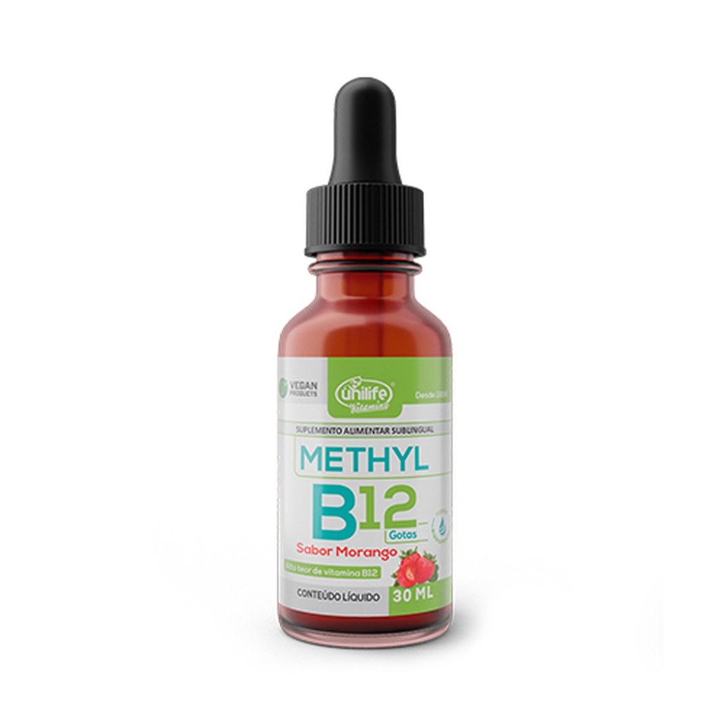 Vitamina B12 - Methyl (Metilcobalamina) Sabor Morango 30ml Unilife