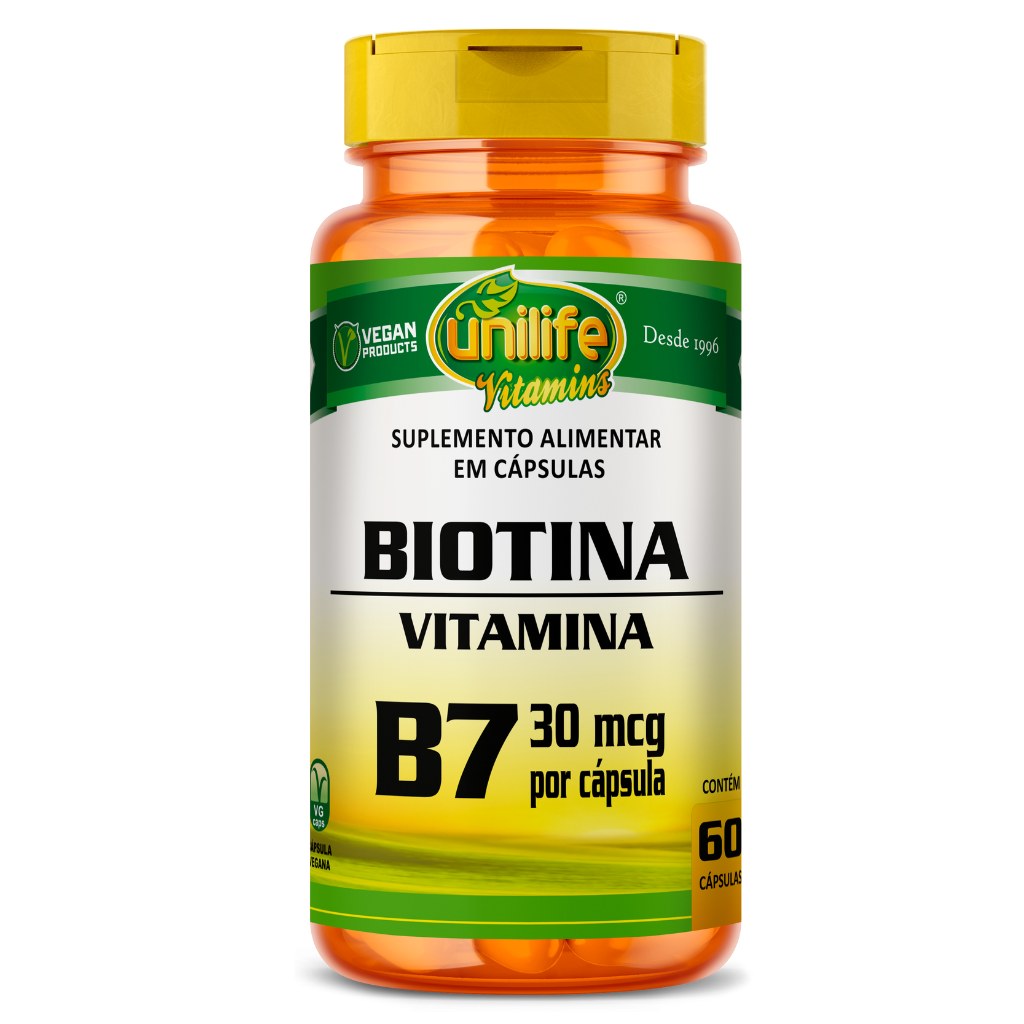 Vitamina B7 - Biotina - 500mg 60 cápsulas Unilife