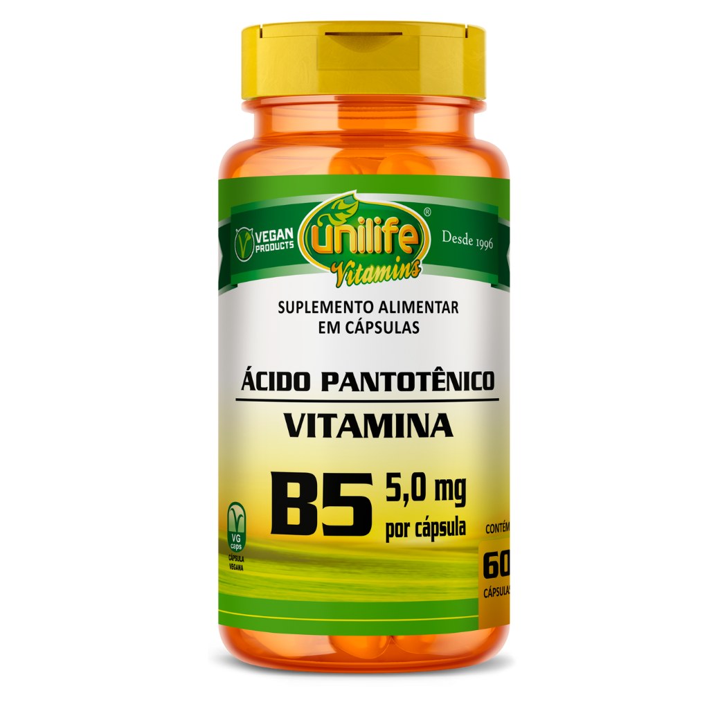 Vitamina B5 - Acido Pantotenico - 500mg 60 cápsulas Unilife