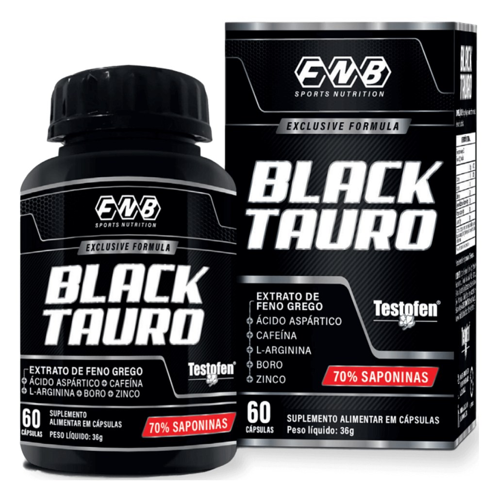 Black Tauro Testofen - Feno Grego 70% Saponinas com Associacoes 600mg 60 cápsulas Flora Nativa