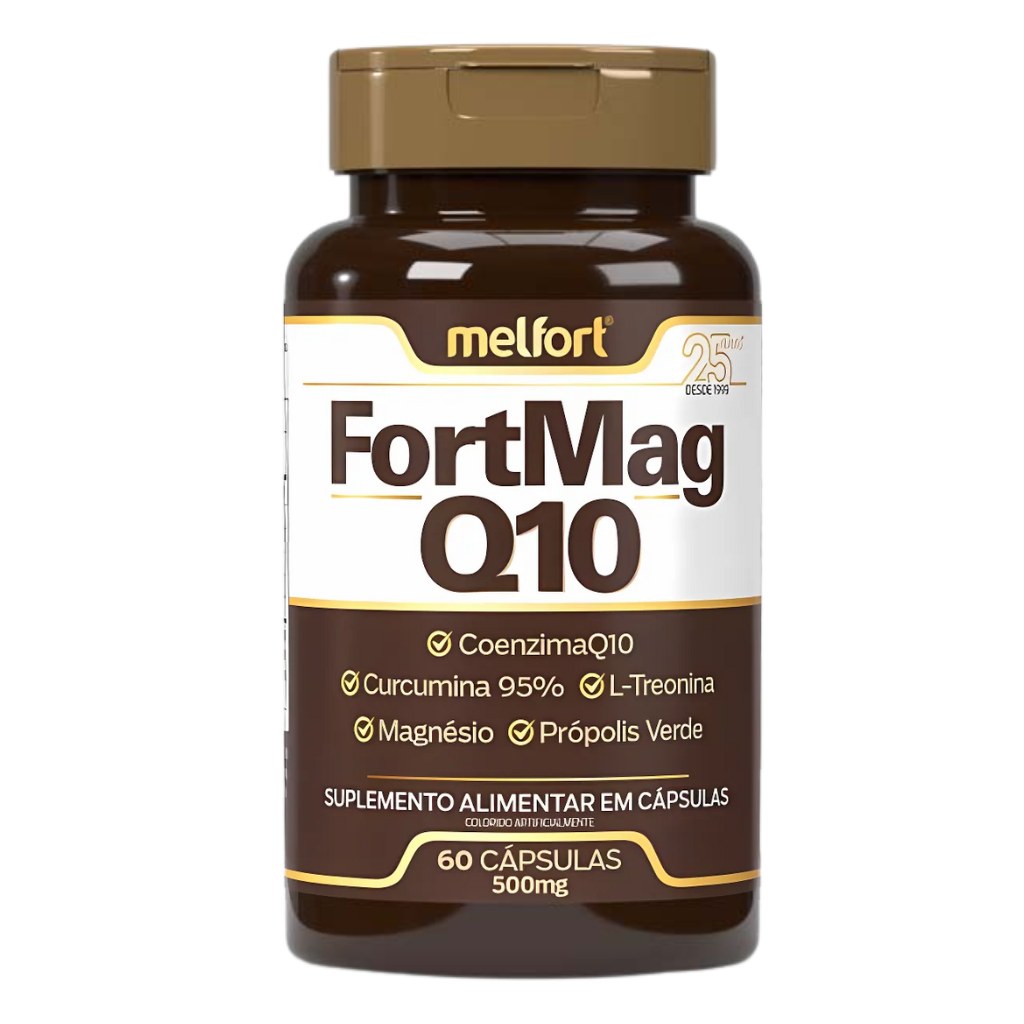 Fort MagQ10 (Magnesio, Treonina, CoQ10, Propolis Verde e Curcuma 95%) 500mg 60 cápsulas Melfort