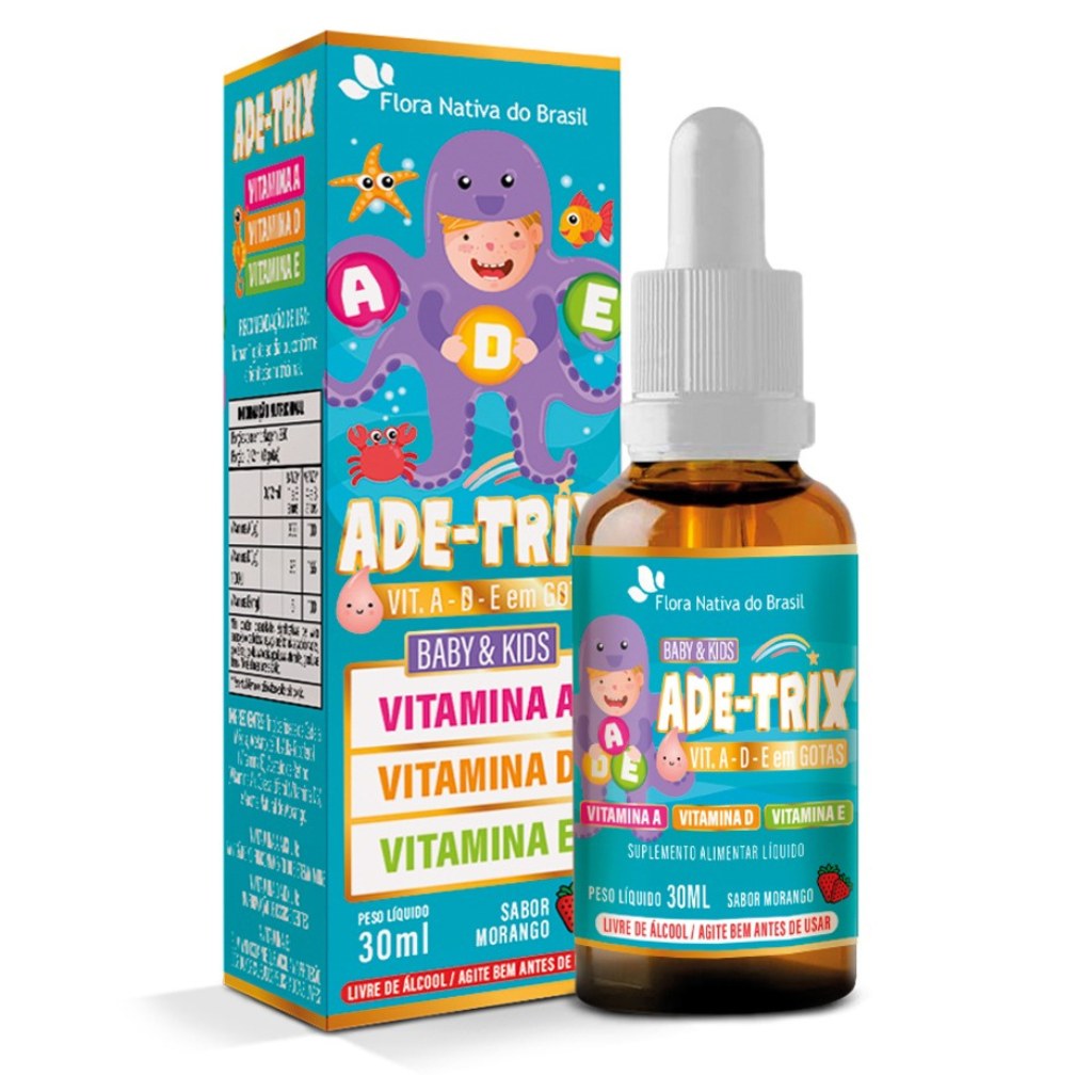 ADE-Trix Kids (Vitaminas A, D, E) 30ml Sabor Morango Flora Nativa
