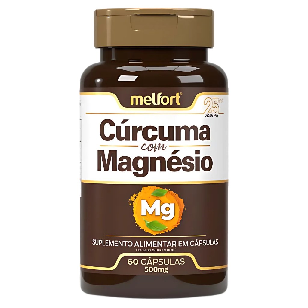 Curcuma com Magnesio Bisglicinato 500mg 60 cápsulas Melfort