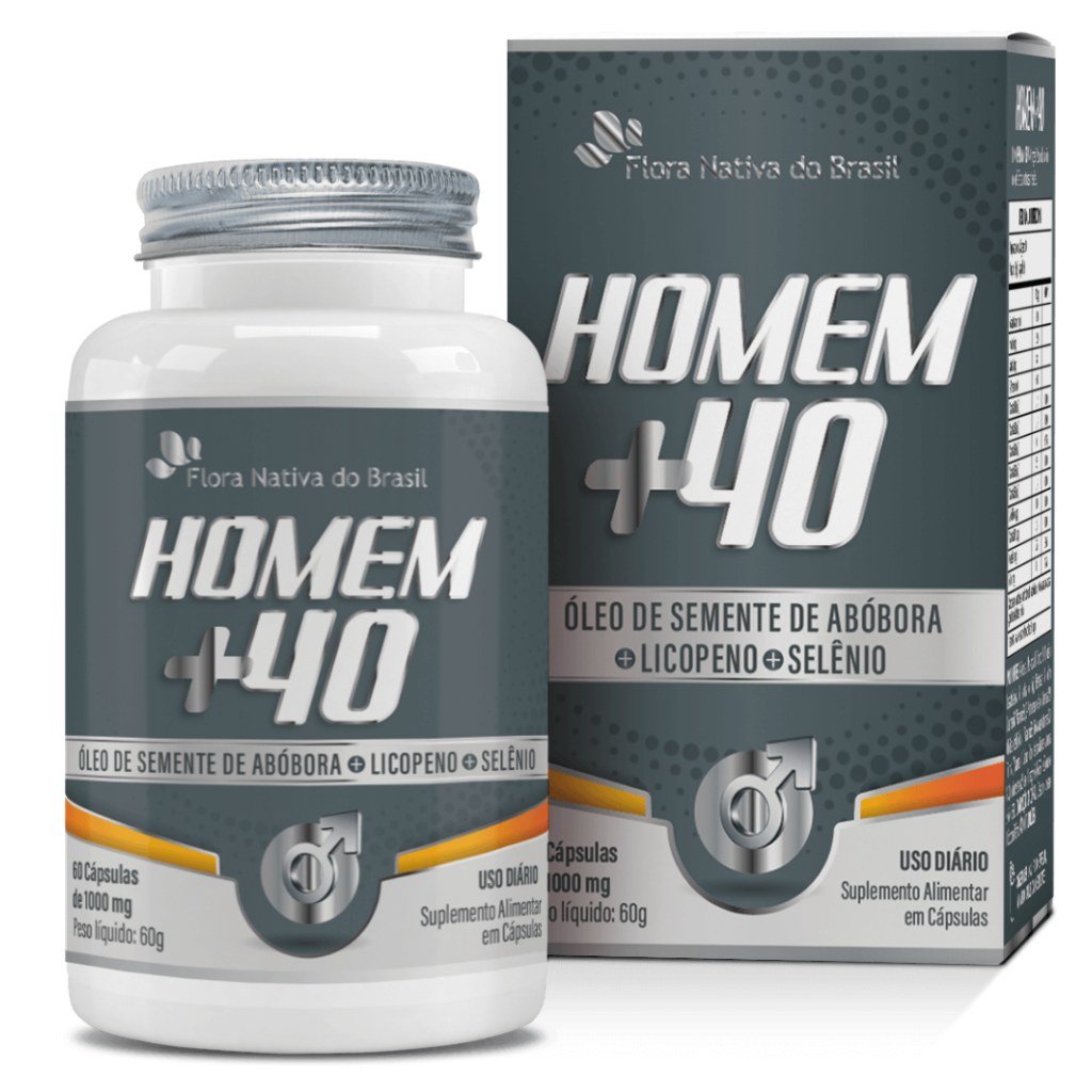 Homem +40 - Abobora, Licopeno, Selenio e Zinco - 1000mg 60 cápsulas Flora Nativa