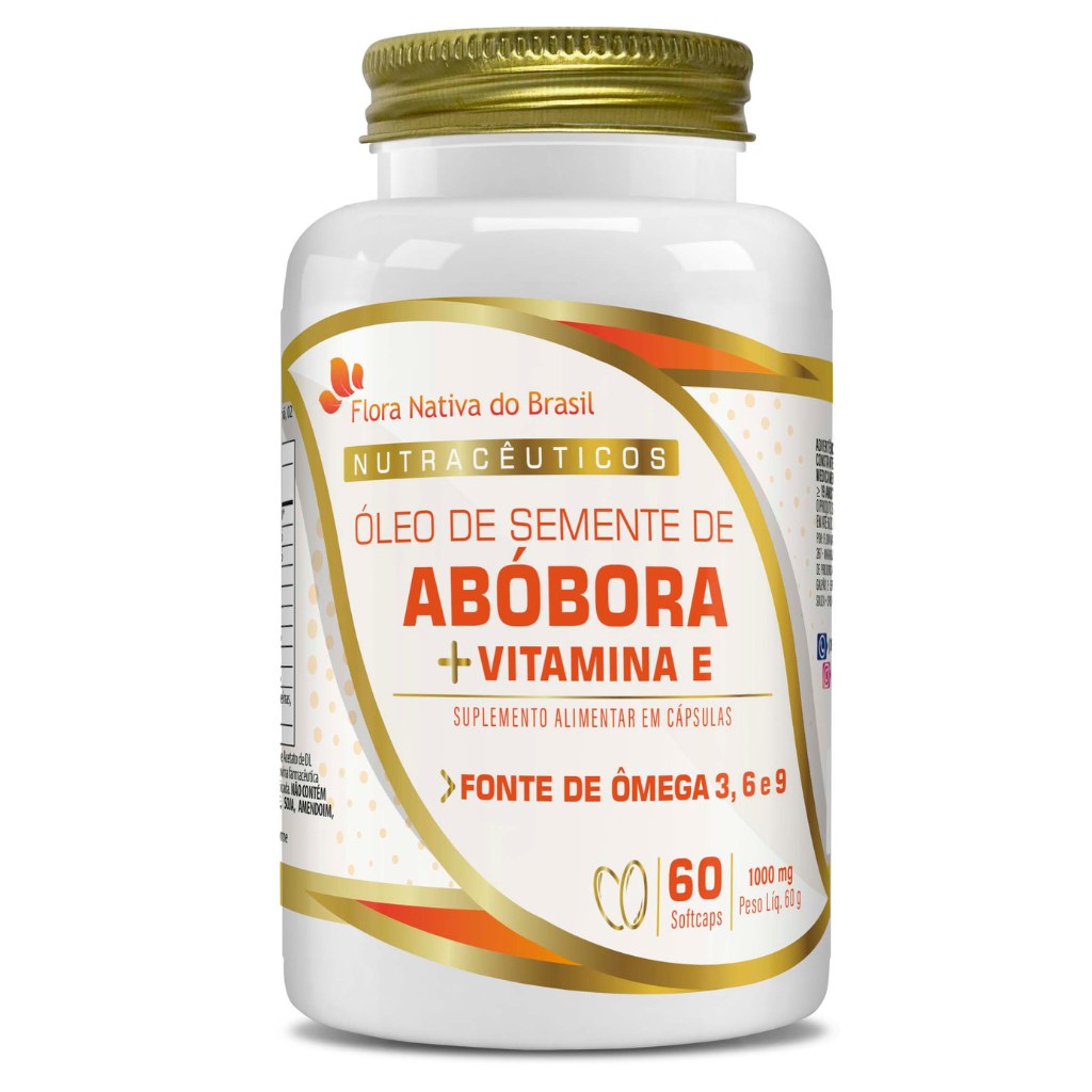 Oleo de Semente de Abobora com Vit. E 1000mg 60 cápsulas Flora Nativa