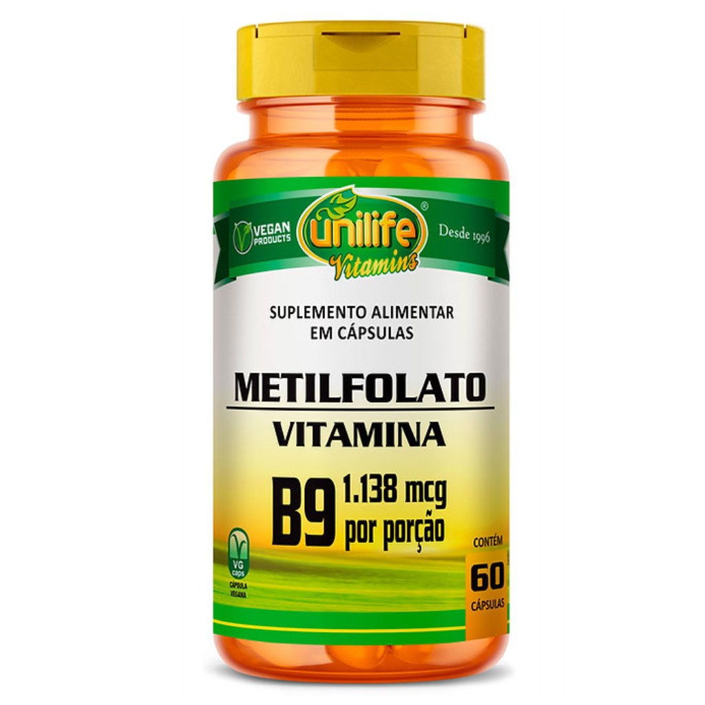 Vitamina B9 - Metilfolato 500mg 60 cápsulas Unilife