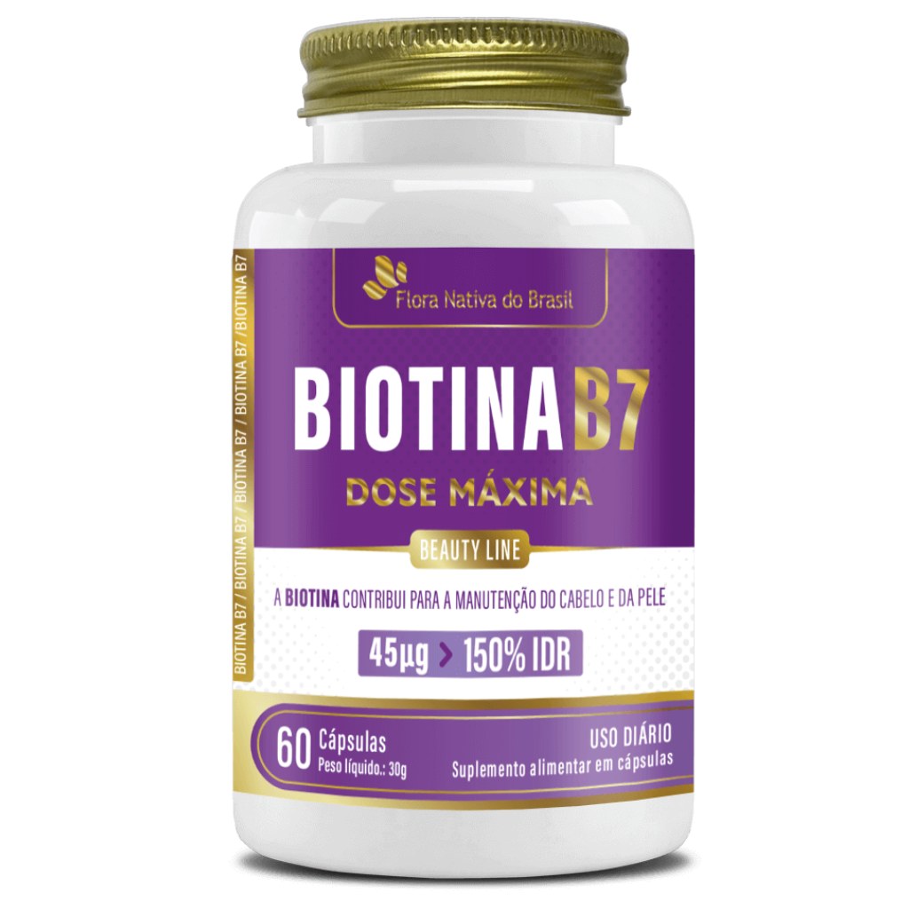 Biotina (Vitamina B7 45mcg) 500mg 60 cápsulas Flora Nativa