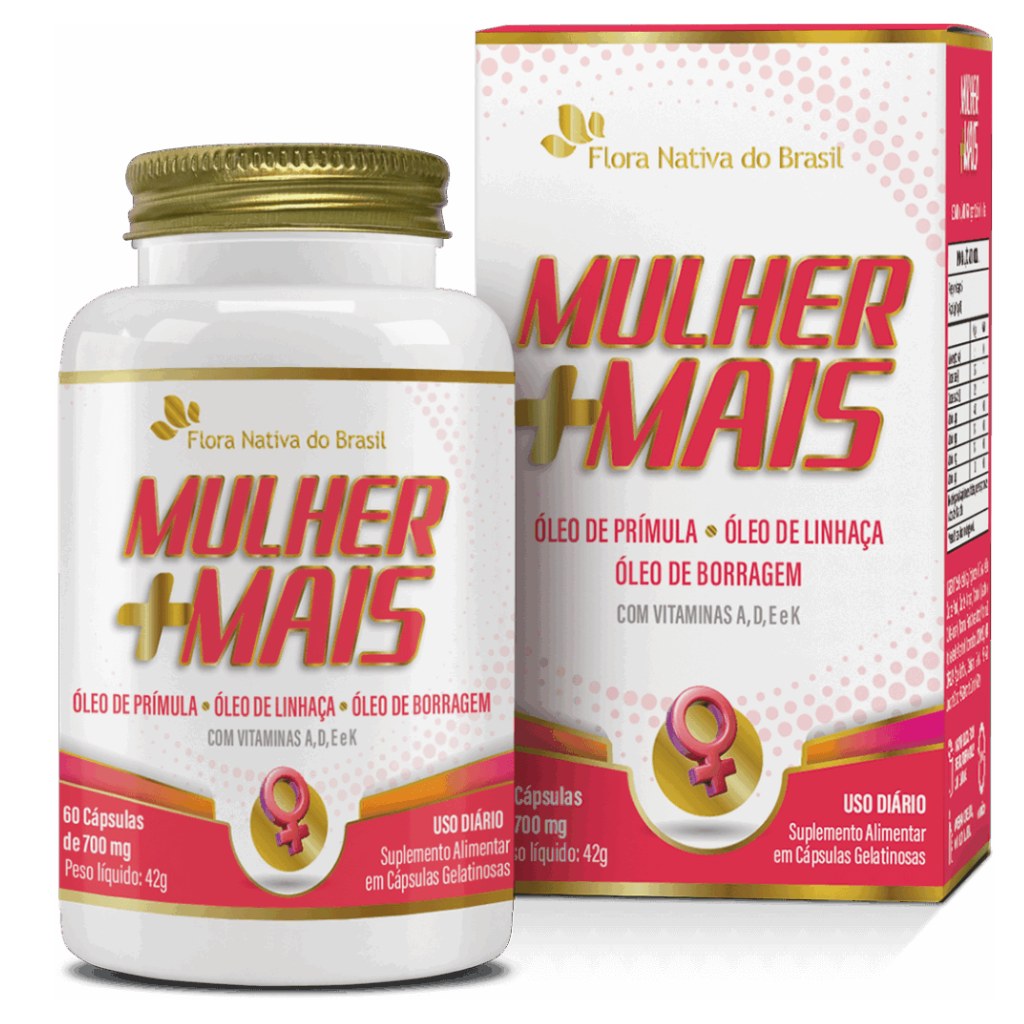 Mulher +Mais (Primula, Linhaça, Borragem e Vitaminas ADEK) 500mg 60 cápsulas Flora Nativa