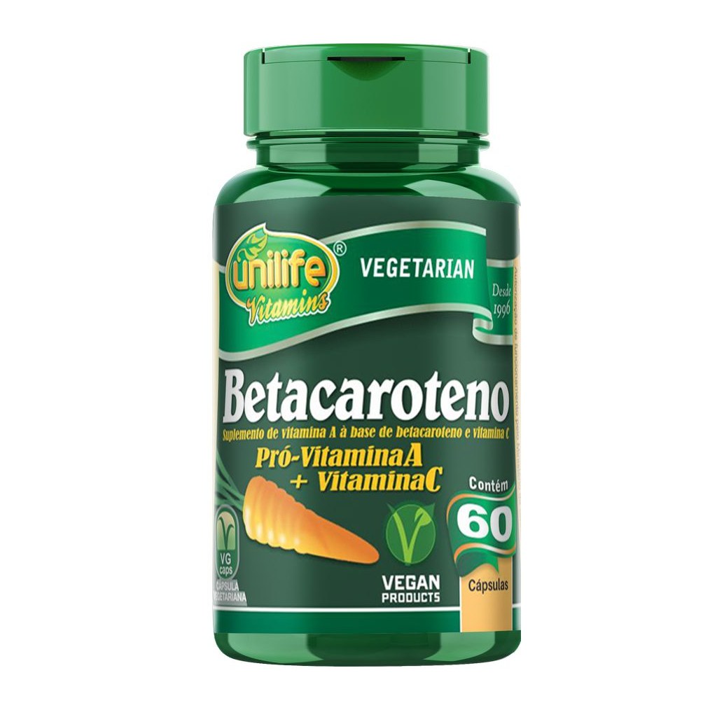 Betacaroteno + Vitamina C 500mg 60 cápsulas Unilife