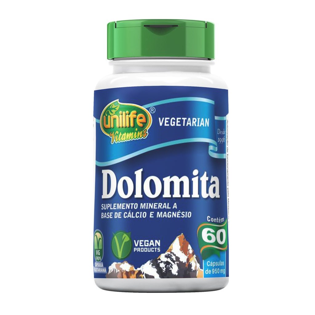 Dolomita - Calcio e Magnesio - 950mg 60 cápsulas Unilife