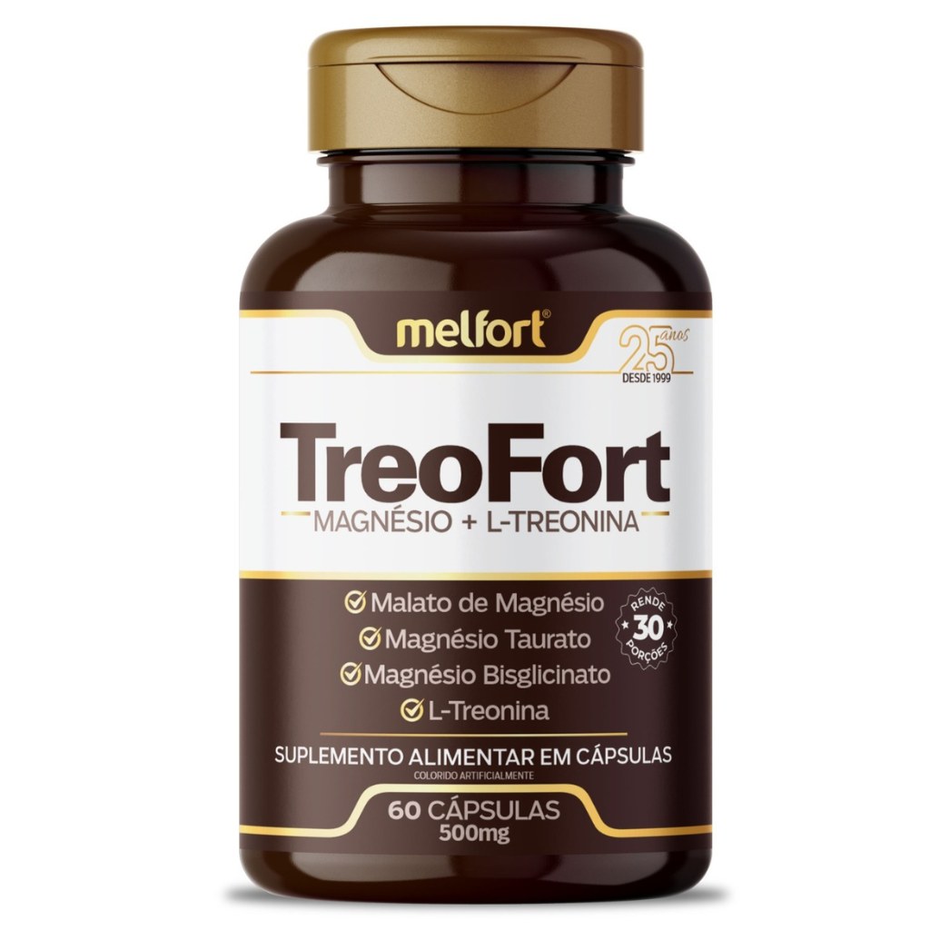 Treofort - Magnesios Treonato, Taurato, Malato e Bisglicinato - 500mg 60 cápsulas Melfort