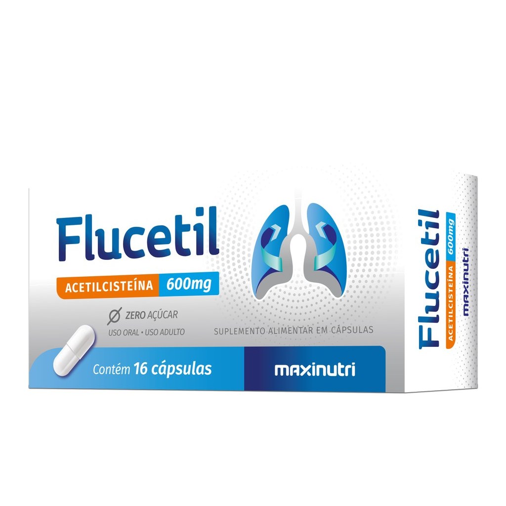 Flucetil (Acetilcisteina 600mg) 921mg 16 cápsulas Maxinutri
