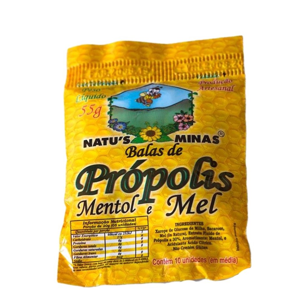 Bala de Propolis e Mentol 10un 55g Natus Minas