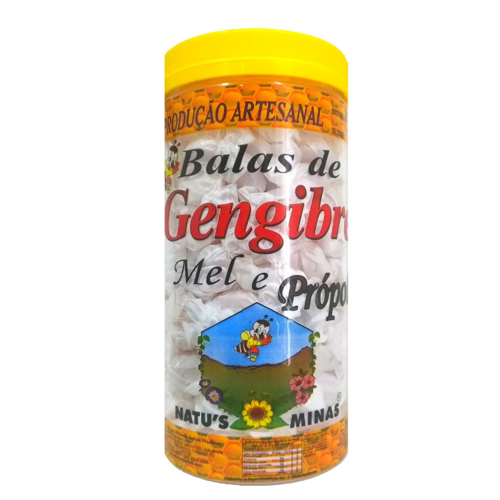 Bala de Gengibre Mel e Propolis Pote 200un Natus Minas