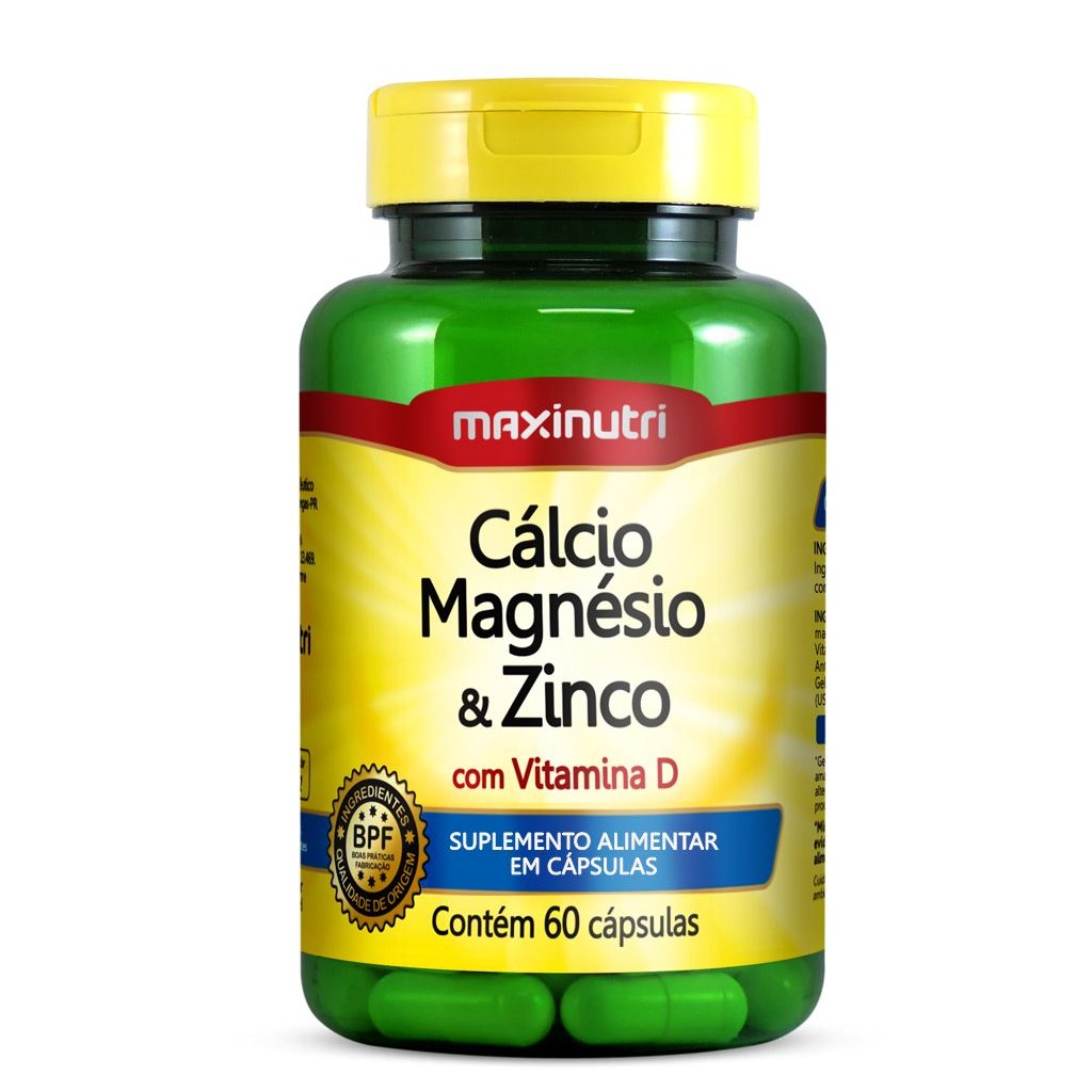 Calcio Magnesio e Zinco 600mg 60 cápsulas Maxinutri