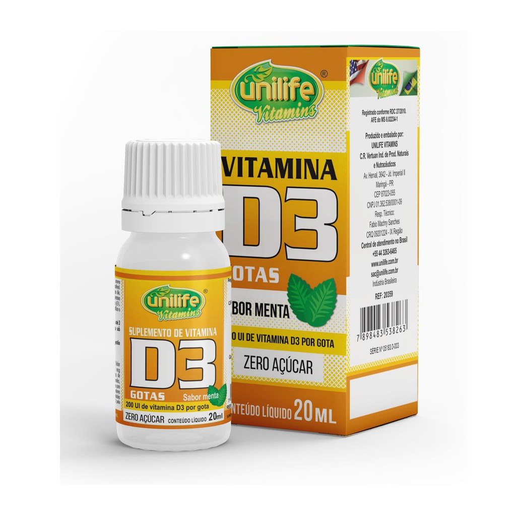Vitamina D3 (2000UI/Gota) Sabor Menta 20ml Unilife