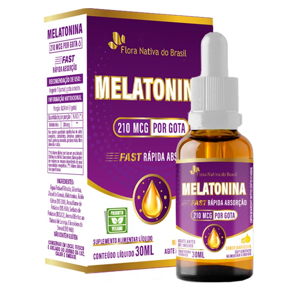 Melatonina - sabor Maracuja (0,21mg / gota) 30 ml Flora Nativa