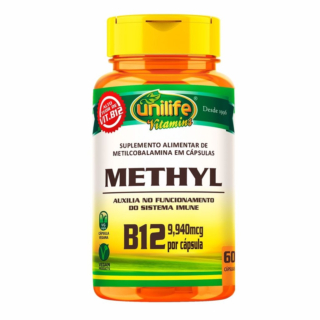 Vitamina B12 - Methyl (Metilcobalamina) - 350mg 60 cápsulas Unilife