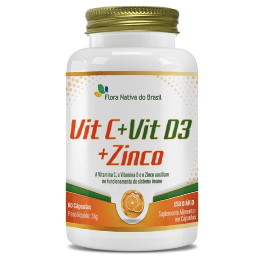 [10002] Vitamina C com Vitamina D3 e Zinco 60 cápsulas Flora Nativa
