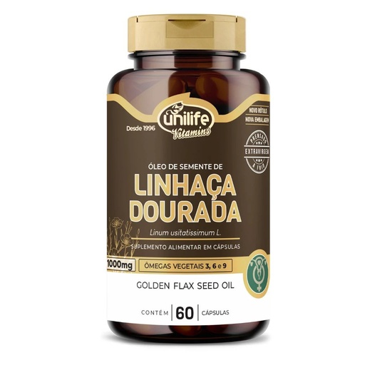 [1097] Oleo de Linhaça Dourada (1000mg de Linhaça) 1200mg 60 cápsulas Unilife