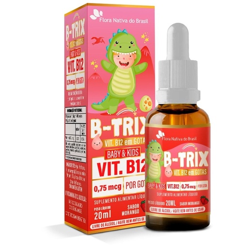[11640] B-Trix Kids (Metilcobalamina B12 - 4,5mcg/gota) 20ml Sabor Morango Flora Nativa