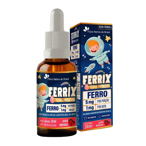 [11664] Ferrix Kids (Ferro 5mg/porção) Lipofer Sabor Morango 30ml Flora Nativa